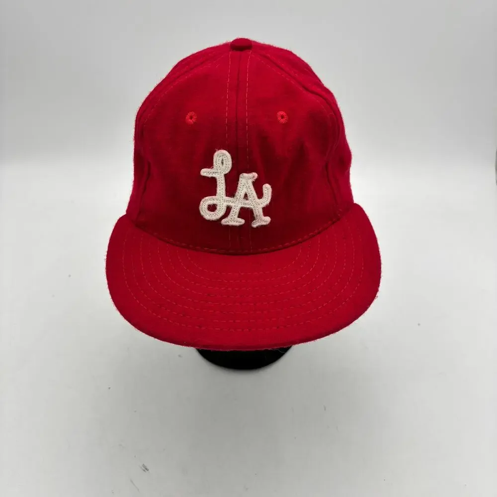 Vintage Ebbets Field Flannels Los Angeles Dodgers LA Wool Leather Strapback Hat